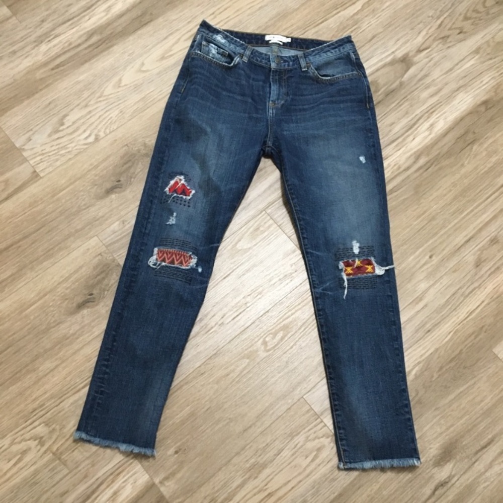MM Vintage Southwestern Patch Embroidered Mid Rise Boyfriend Jeans 26